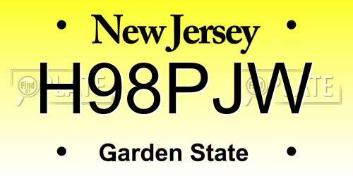H98PJW New Jersey License Plate