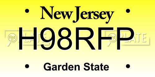 H98RFP New Jersey License Plate