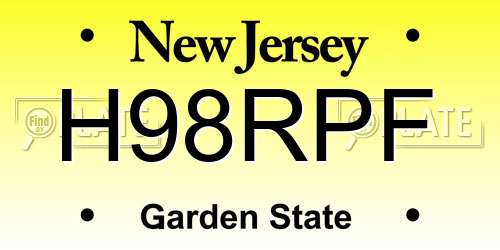 H98RPF New Jersey License Plate
