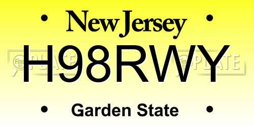H98RWY New Jersey License Plate