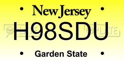 H98SDU New Jersey License Plate