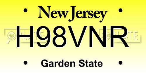 H98VNR New Jersey License Plate