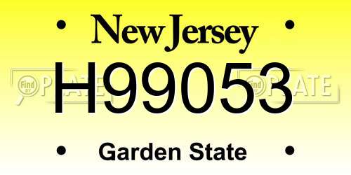 H99053 New Jersey License Plate