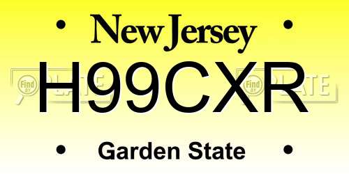 H99CXR New Jersey License Plate