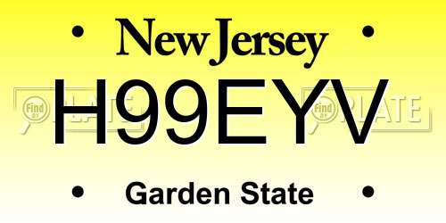 H99EYV New Jersey License Plate