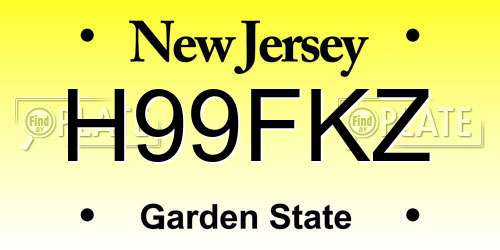 H99FKZ New Jersey License Plate