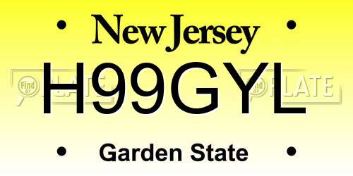 H99GYL New Jersey License Plate