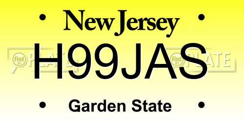 H99JAS New Jersey License Plate