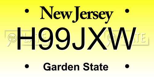 H99JXW New Jersey License Plate