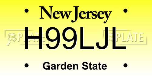 H99LJL New Jersey License Plate