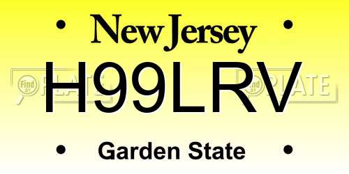 H99LRV New Jersey License Plate