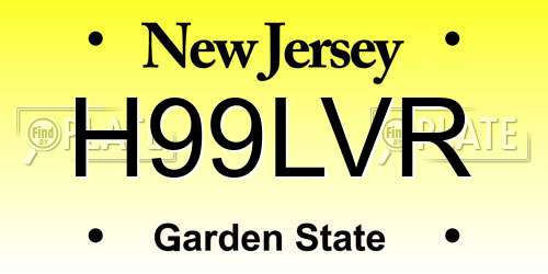 H99LVR New Jersey License Plate