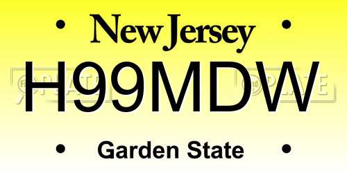 H99MDW New Jersey License Plate