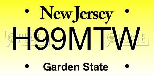 H99MTW New Jersey License Plate