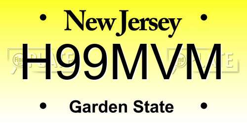 H99MVM New Jersey License Plate