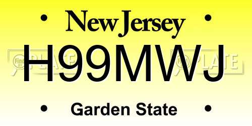 H99MWJ New Jersey License Plate