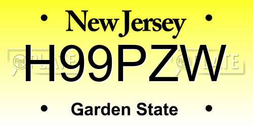 H99PZW New Jersey License Plate