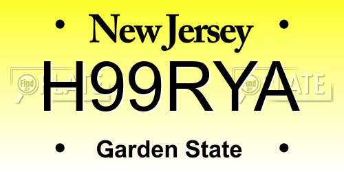 H99RYA New Jersey License Plate