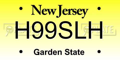 H99SLH New Jersey License Plate