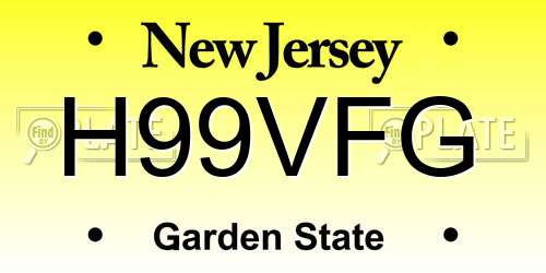 H99VFG New Jersey License Plate