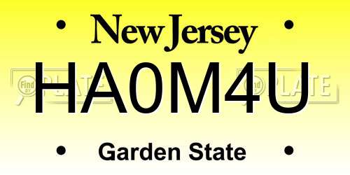 HA0M4U New Jersey License Plate