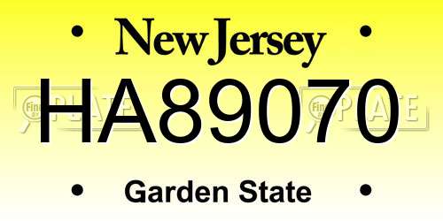 HA89070 New Jersey License Plate
