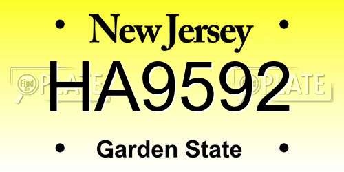 HA9592 New Jersey License Plate
