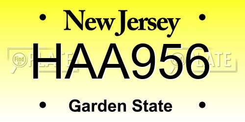 HAA956 New Jersey License Plate