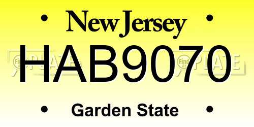 HAB9070 New Jersey License Plate