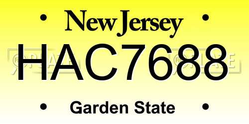 HAC7688 New Jersey License Plate
