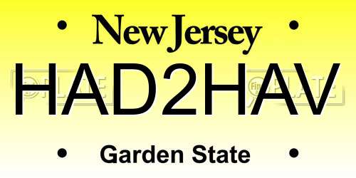 HAD2HAV New Jersey License Plate