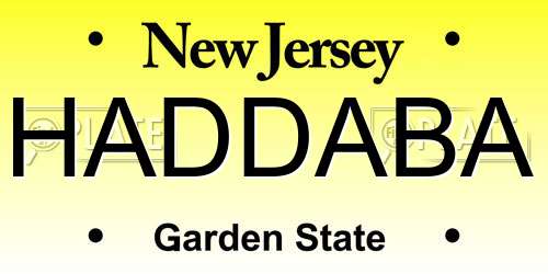 HADDABA New Jersey License Plate