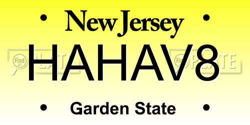 HAHAV8 New Jersey License Plate