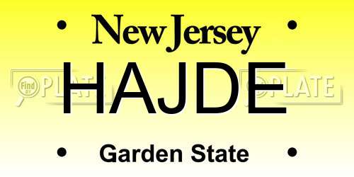 HAJDE New Jersey License Plate