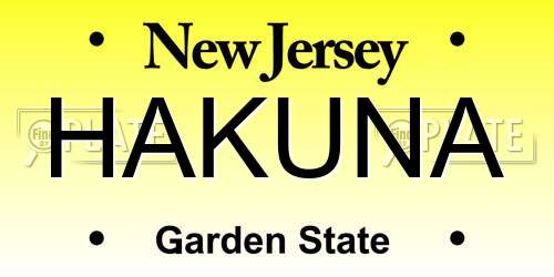 HAKUNA New Jersey License Plate