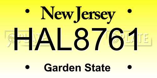 HAL8761 New Jersey License Plate