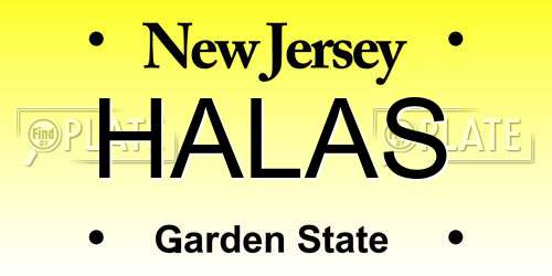 HALAS New Jersey License Plate
