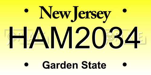 HAM2034 New Jersey License Plate