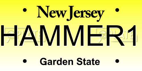 HAMMER1 New Jersey License Plate