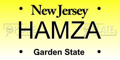 HAMZA New Jersey License Plate