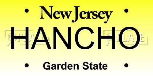HANCHO New Jersey License Plate