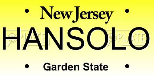 HANSOLO New Jersey License Plate