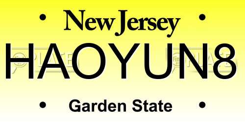HAOYUN8 New Jersey License Plate