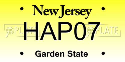 HAP07 New Jersey License Plate