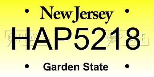 HAP5218 New Jersey License Plate