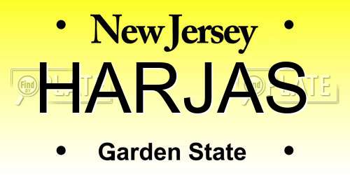 HARJAS New Jersey License Plate