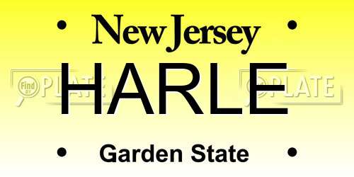 HARLE New Jersey License Plate