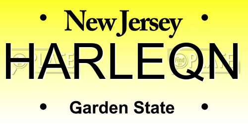 HARLEQN New Jersey License Plate