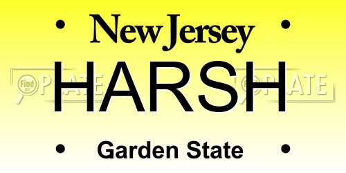 HARSH New Jersey License Plate