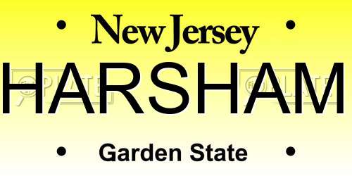 HARSHAM New Jersey License Plate